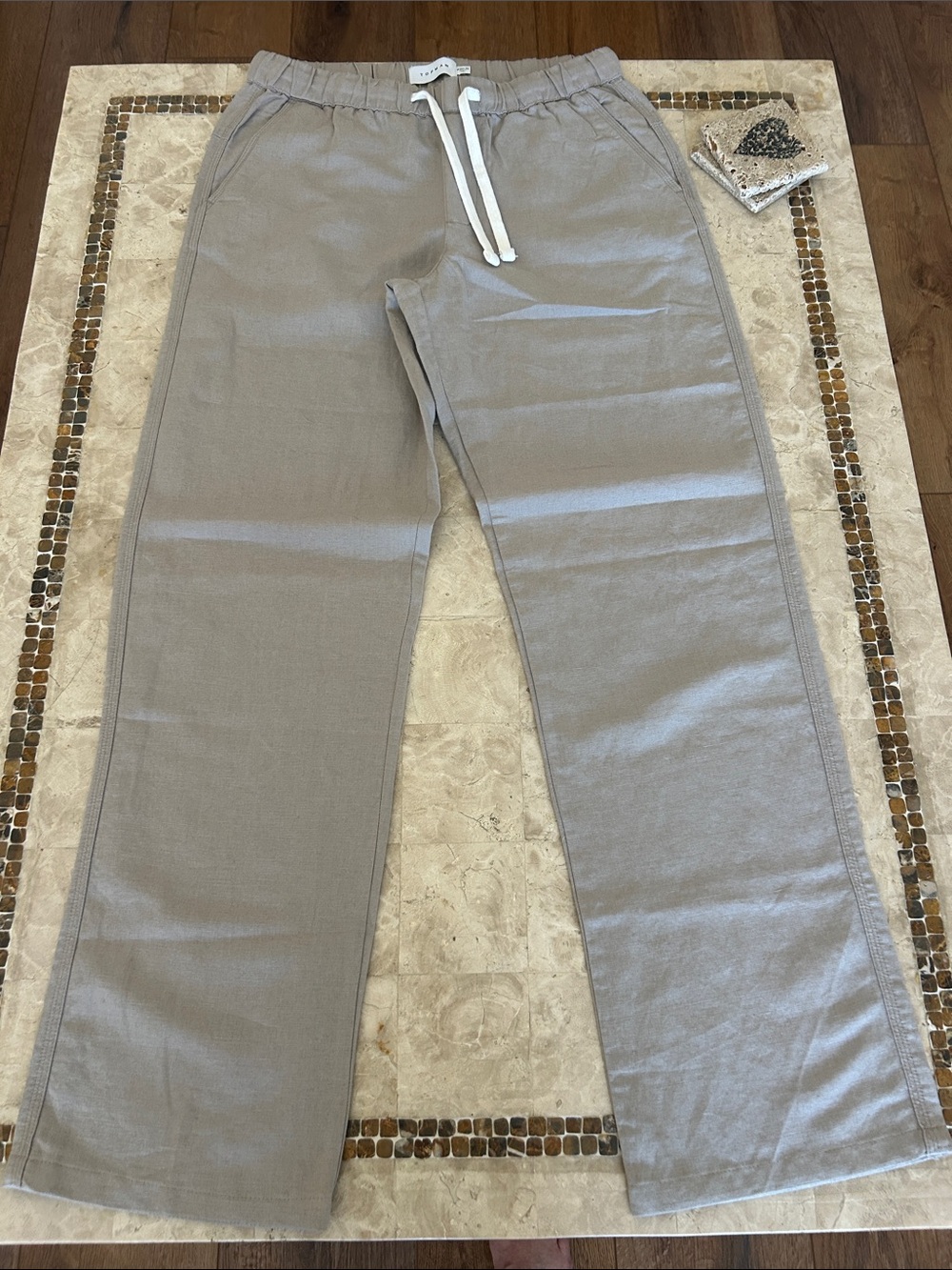 NWOT Topman Grey Linen/Blend Drawstring
Trousers/Pants Pockets Men’s Size 32x32